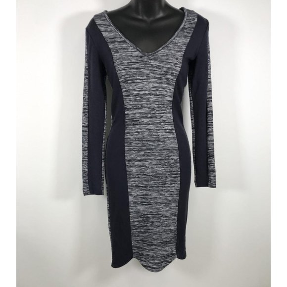 French Connection Long Sleeve Navy Jersey Bodycon Dress with Zipper | Size 4 - Picture 1 of 10